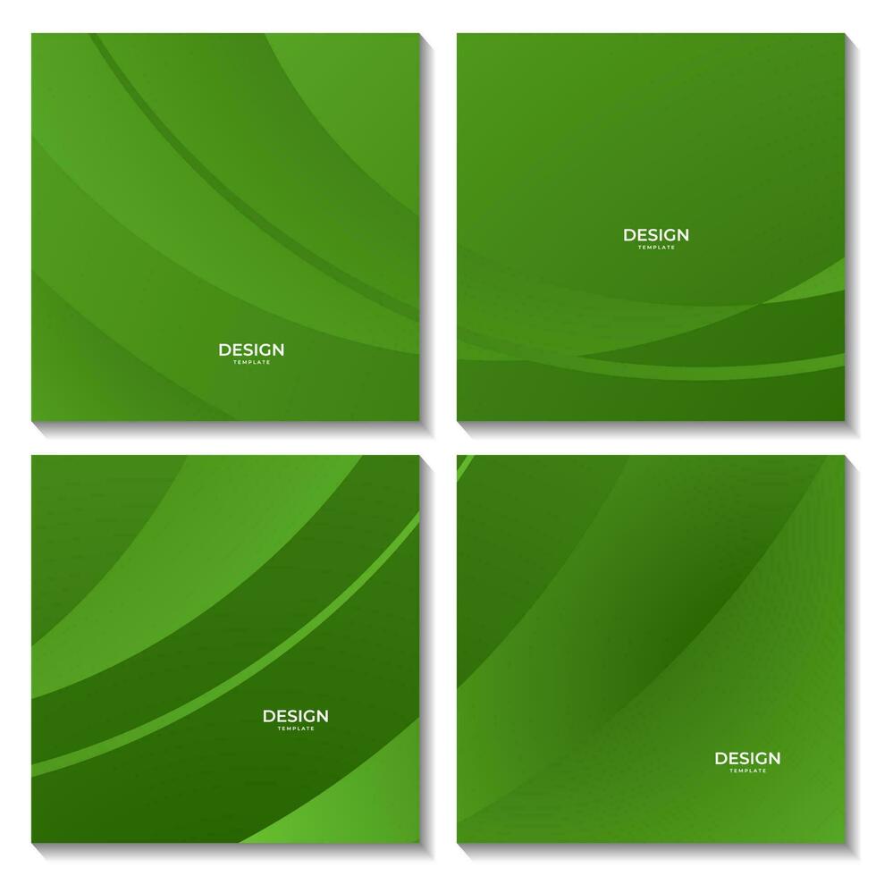 set of squares abstract green gradient wave modern background for business vector
