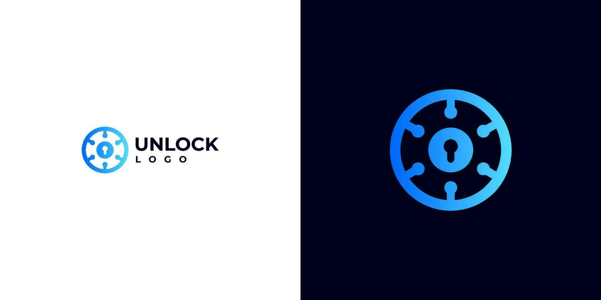 logo for a Web3 Blockchain Development Agency. Unlock logo. safety data logo. vector