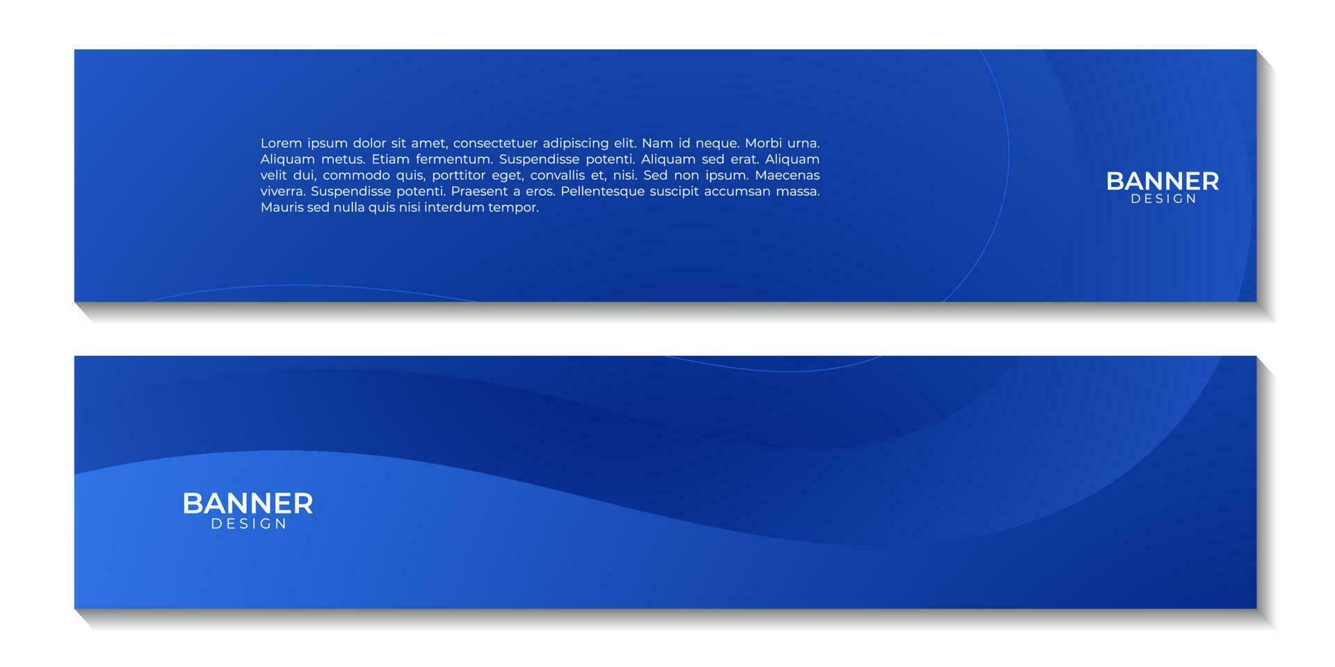 banners design with simple abstract blue wave gradient background vector