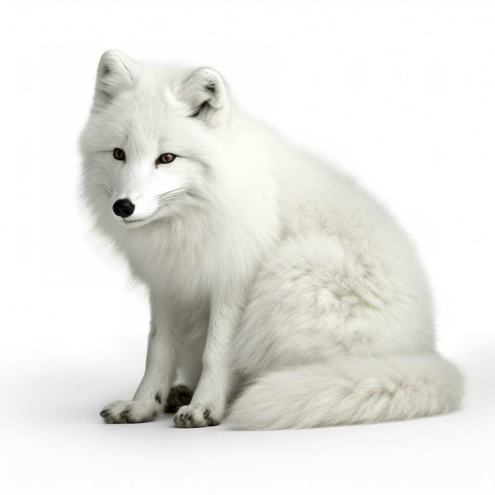 Arctic fox isolated on white background, generate ai photo