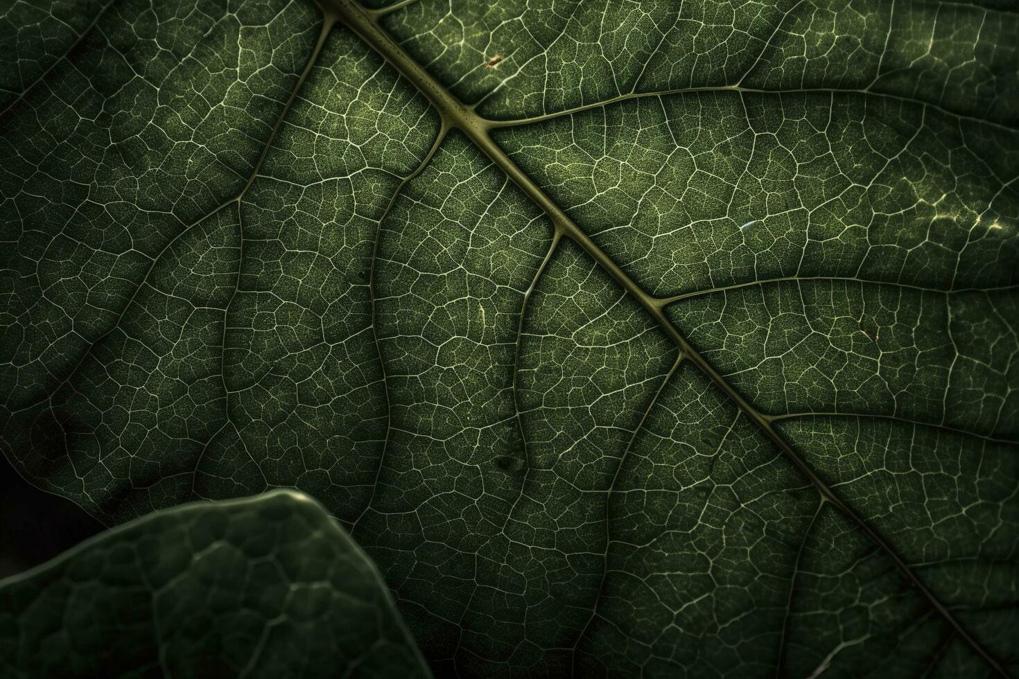 Extreme close up texture of green leaf veins, Full frame shot of green leaf, generate ai photo