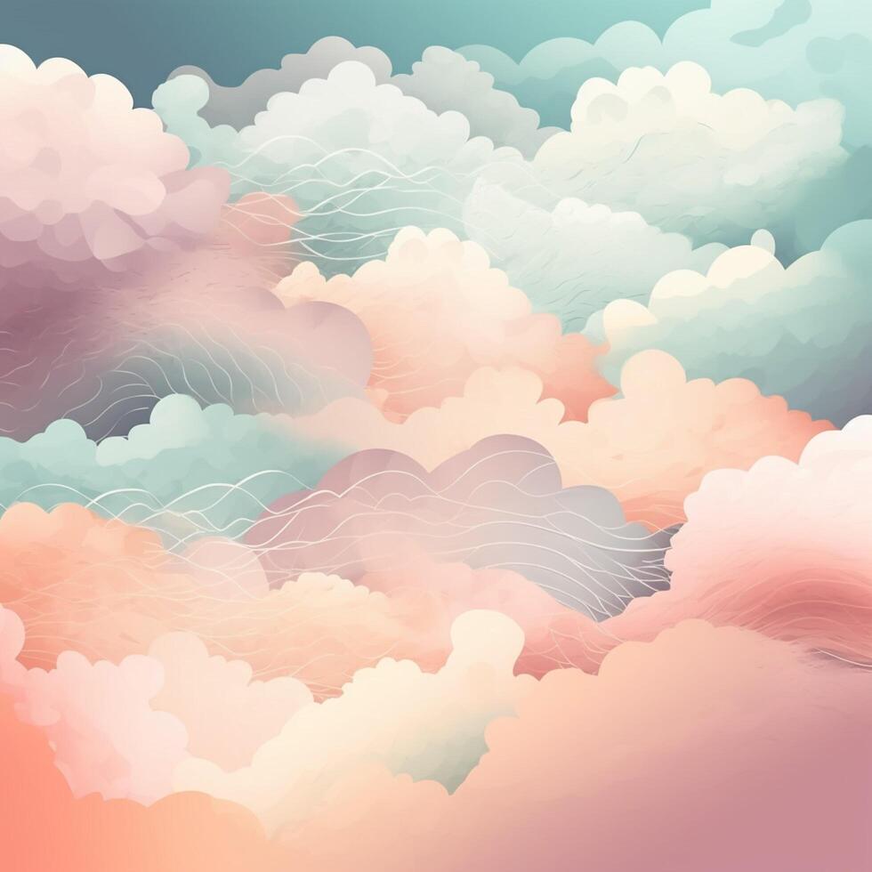 Whimsical clouds abstract background with gradient photo