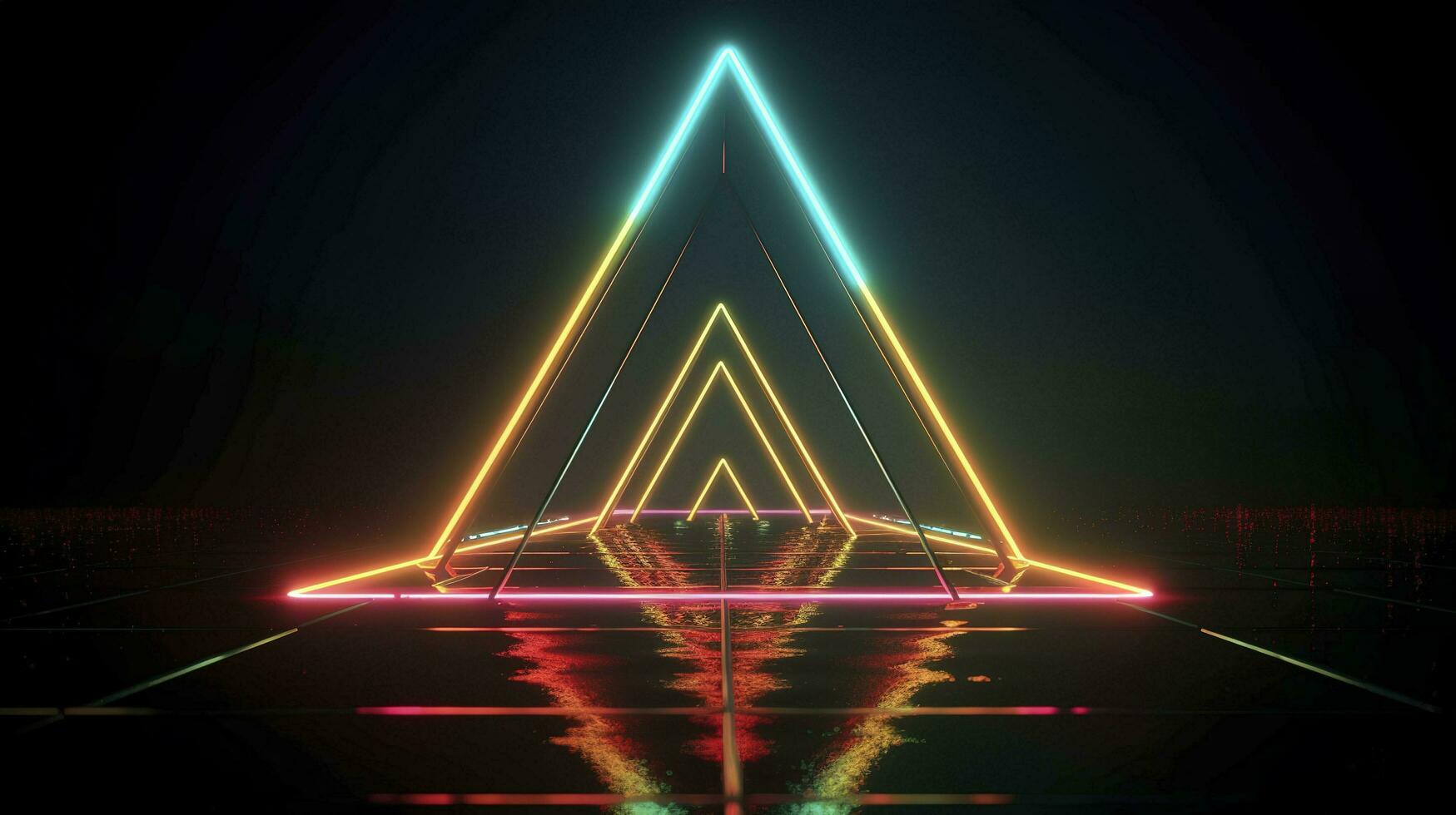 neon triangle background isolated on dark background, vector illustration, style zachowcin, in the style of neon and fluorescent light, neon realism, generat ai photo