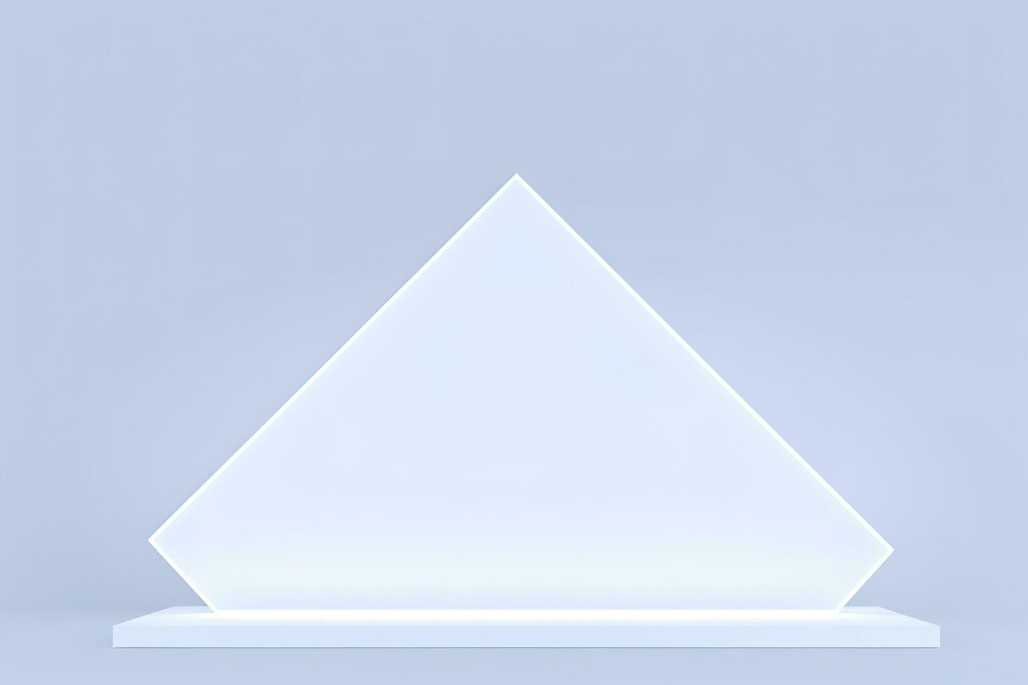 Realistic podium display with neon white lights, Product display background with light frame, White prodium product display with light effect, neon lights background, generate ai photo