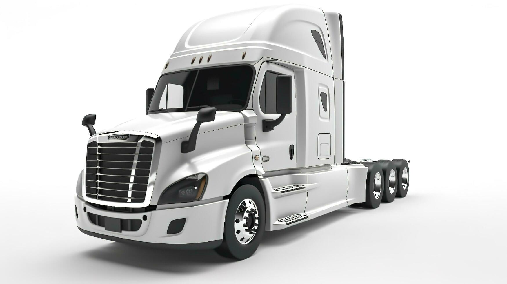 Big truck Freightliner Cascadia with blue cab Isolated on a white background, generate ai photo