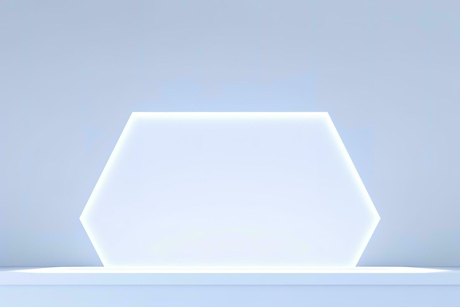 Realistic podium display with neon white lights, Product display background with light frame, White prodium product display with light effect, neon lights background, generate ai photo