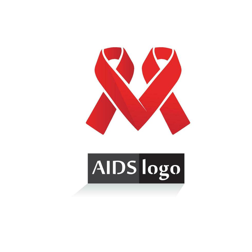 aids ribbon logo and world aids day vector design