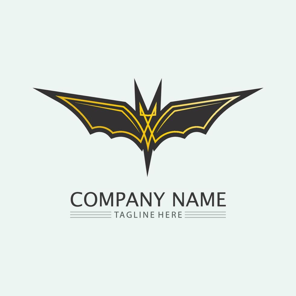 Bat logo animal and vector, wings, black, halloween, vampire, gothic, illustration, design bat icon vector