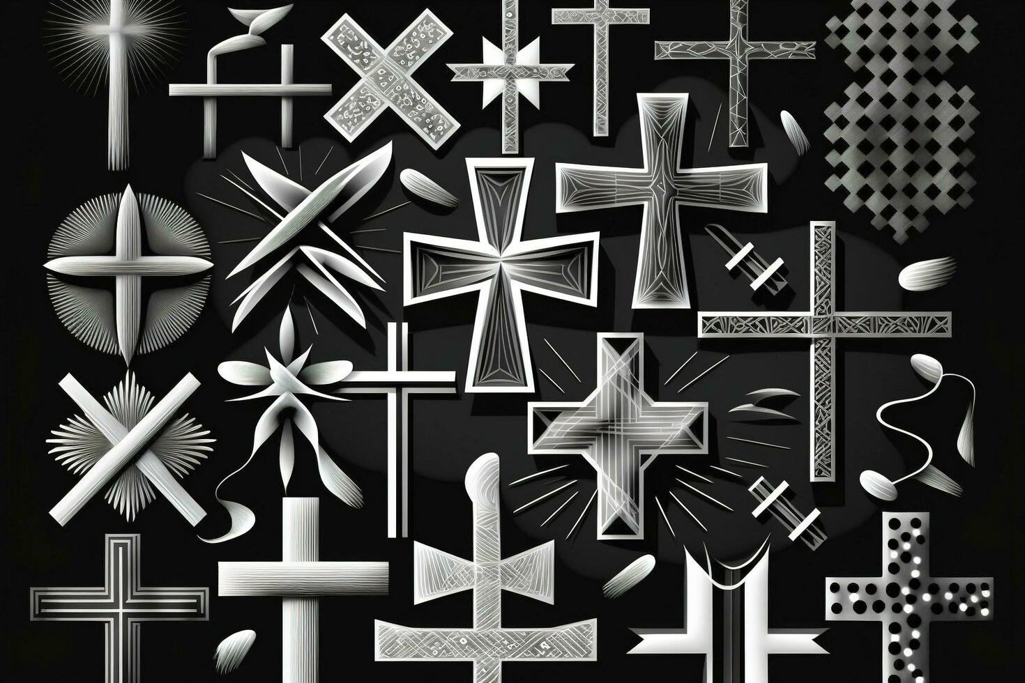 Crucifixion of jesus christ three crosses at sunsetg, generate ai photo