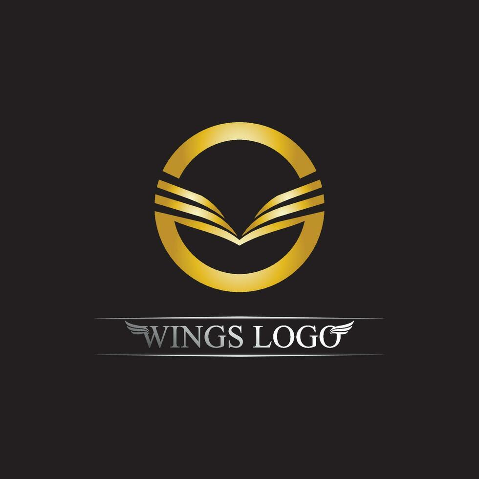 símbolo del logotipo del ala de oro negro para un diseñador profesional vector