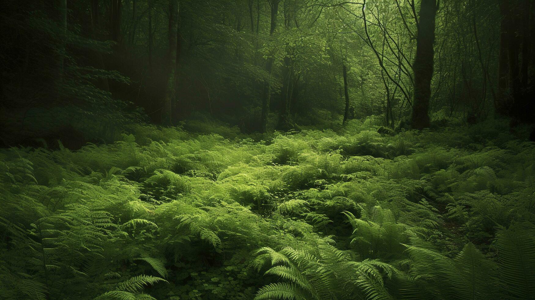 Earth Day and World Environment Day, Spring, Beautiful Natural Verdant green forest in Summer, generate ai photo