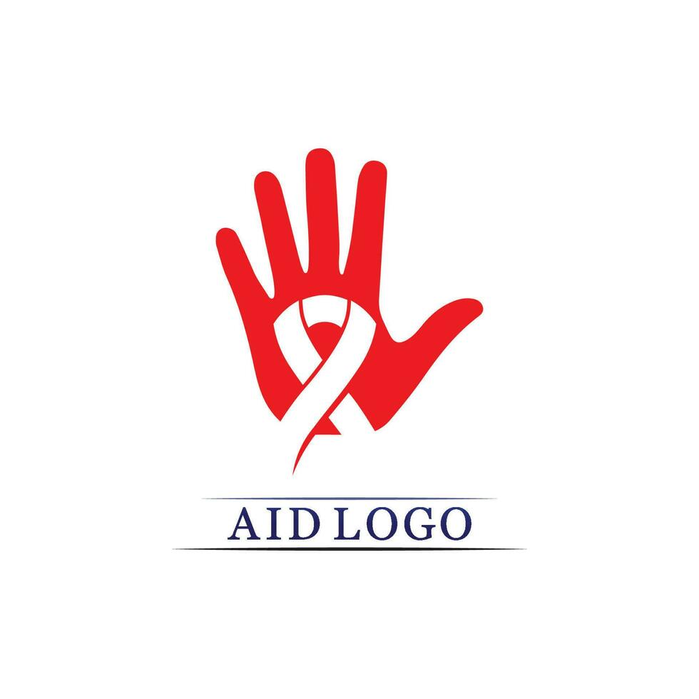 aids ribbon logo and world aids day vector design