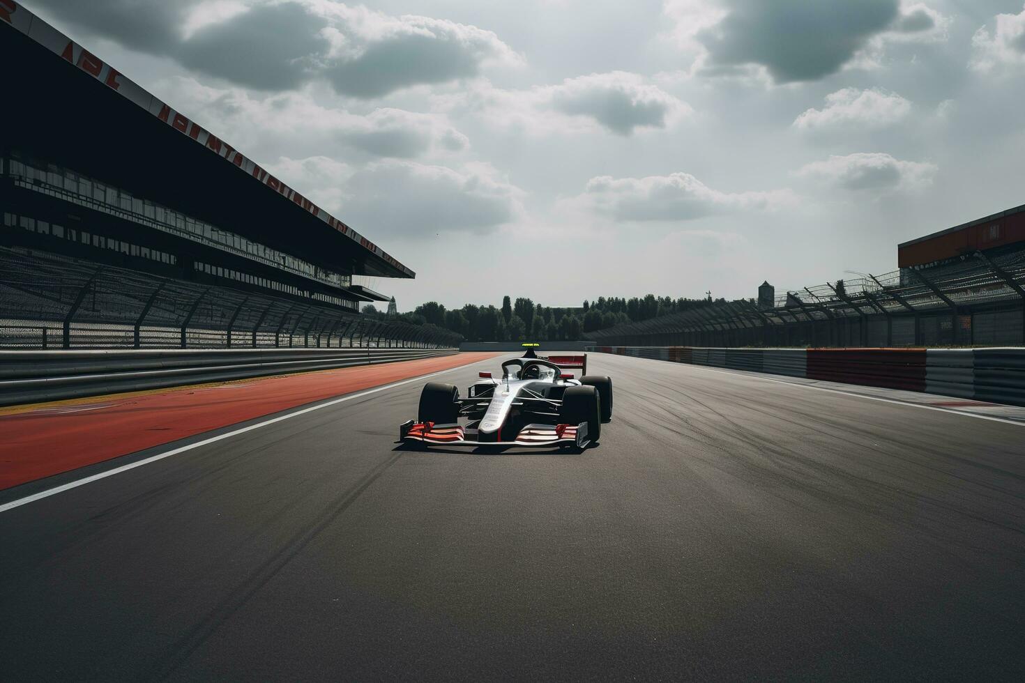 Photo  racing car drift on the track, dust from under the wheels. art illustration, motion, generate ai