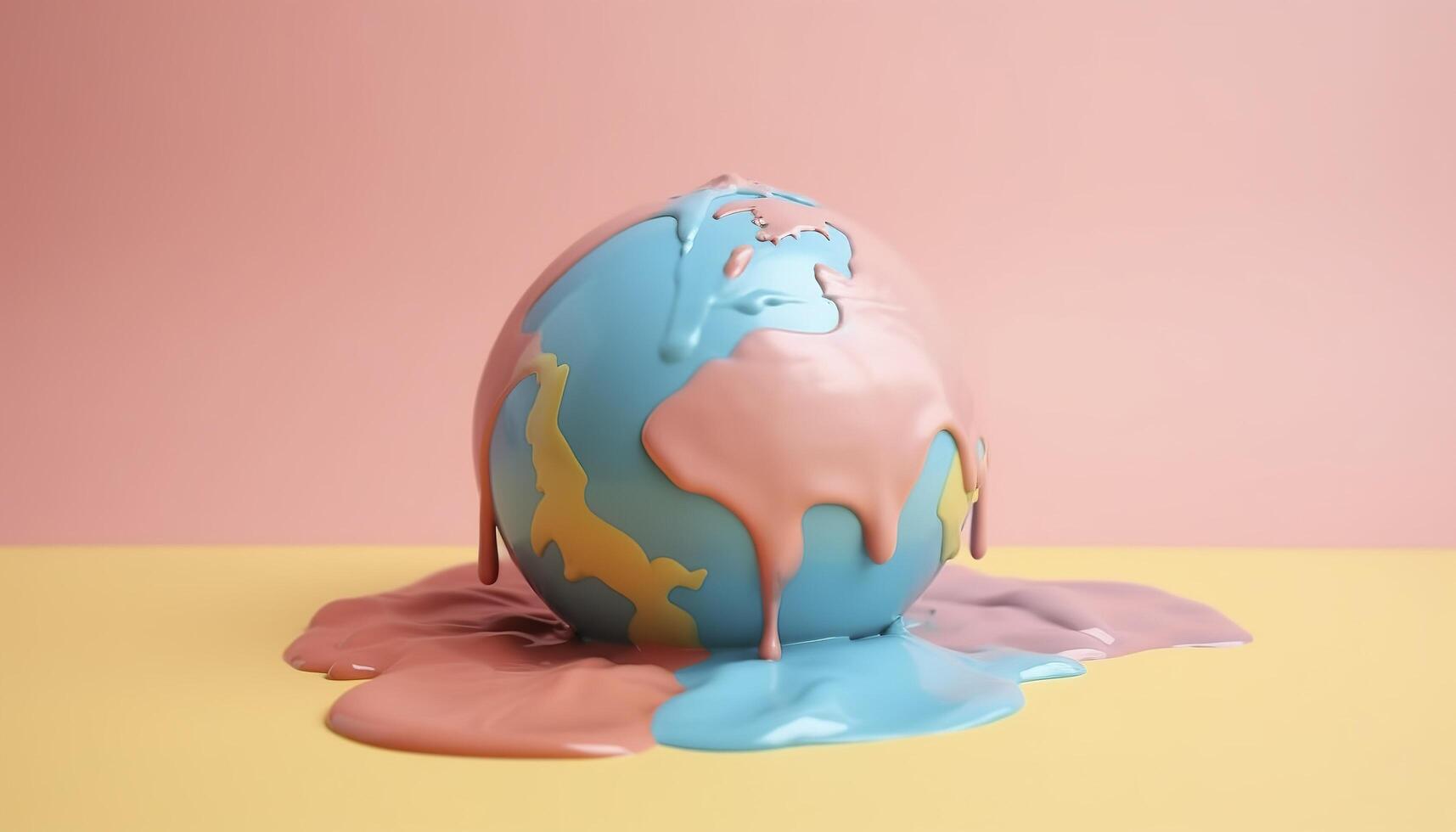 Earth melting by global warming or climate change problem, photo