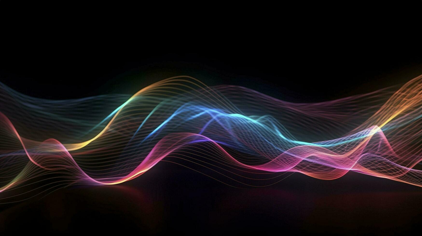 abstract background with glowing purple and golden and blue wavy lines, generate ai photo