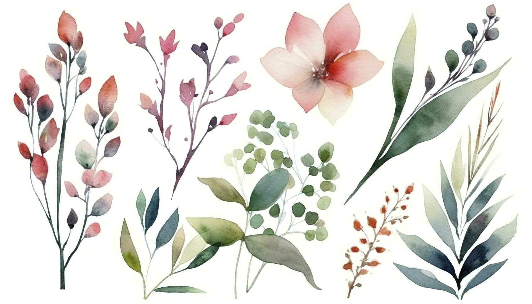 Beautiful abstract watercolor colorful flower design. Watercolor floral seamless pattern with colorful wildflowers, leaves. Colorful spring flower background with watercolor, generate ai photo