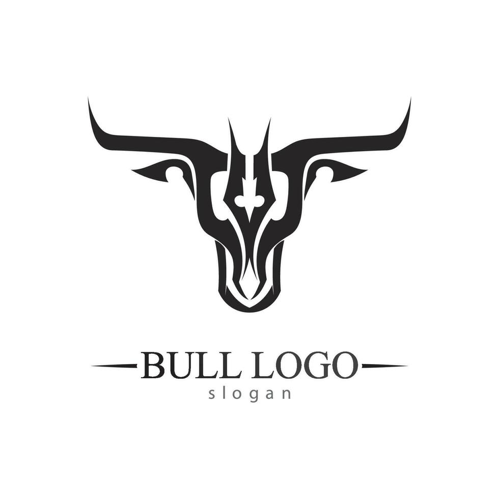 Bull horn and buffalo logo and symbols template icons app vector