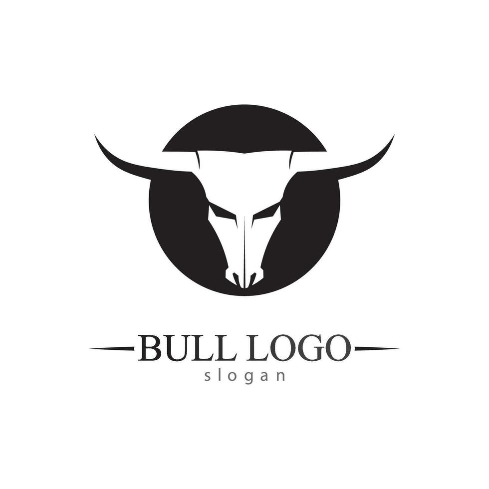 Bull horn and buffalo logo and symbols template icons app vector