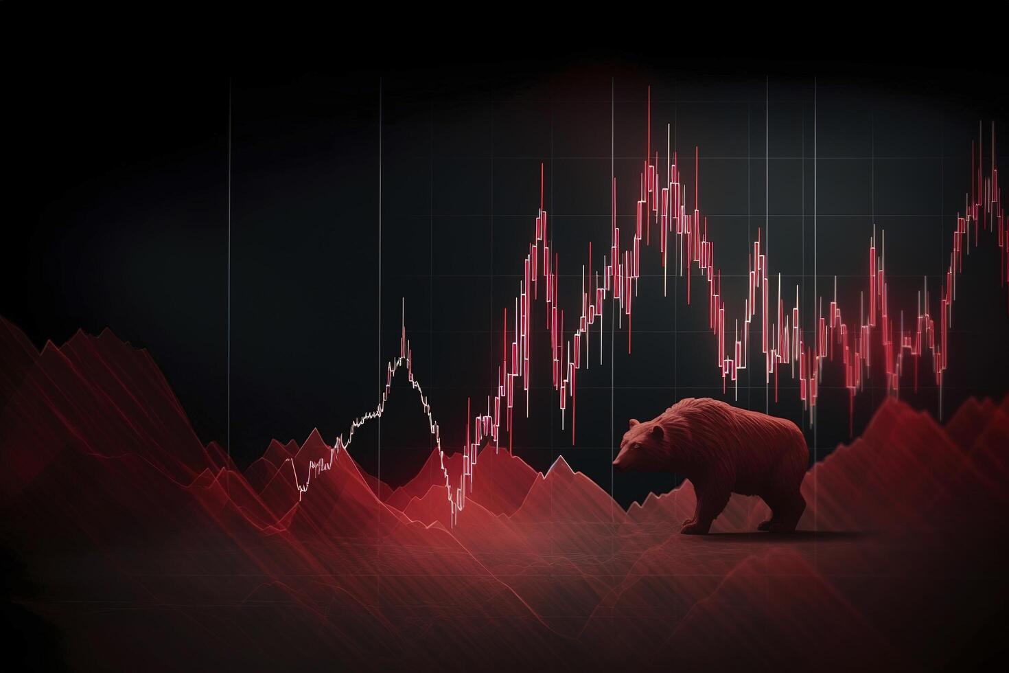 stock bear market red Downward trend charts on the investment trading pessimistic expectations, . photo