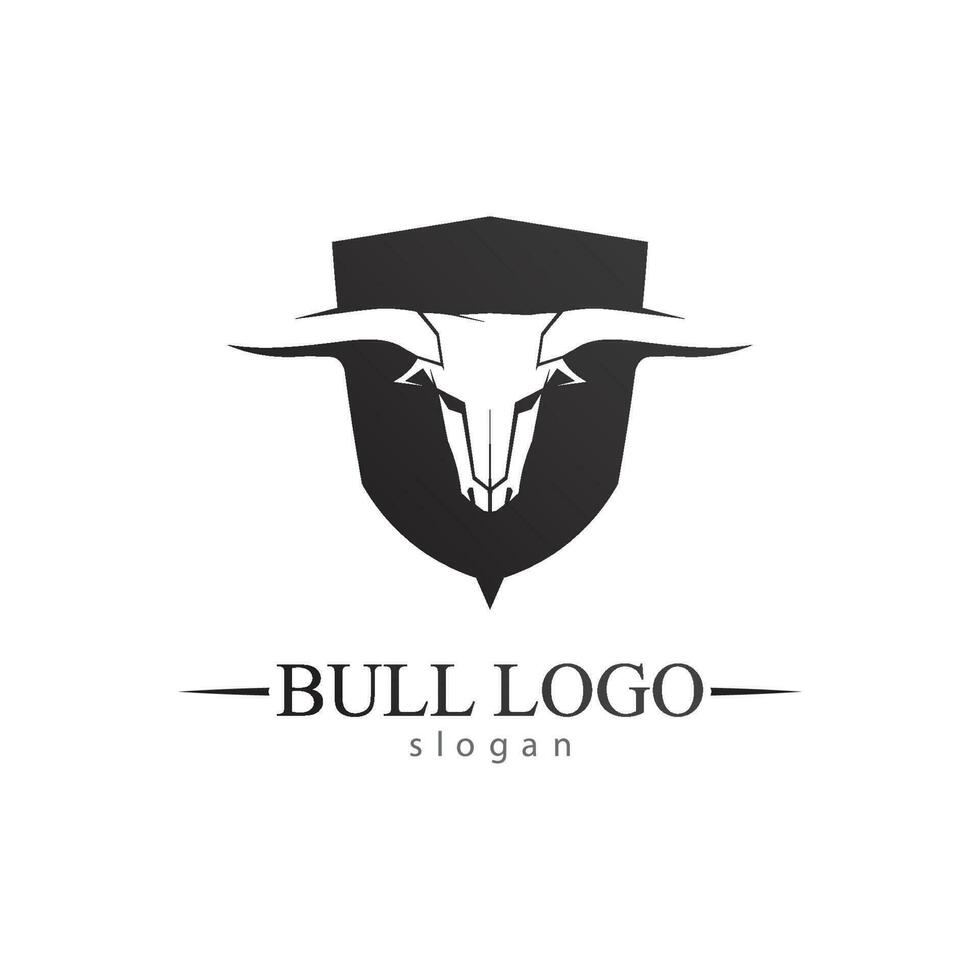 Bull horn and buffalo logo and symbols template icons app vector