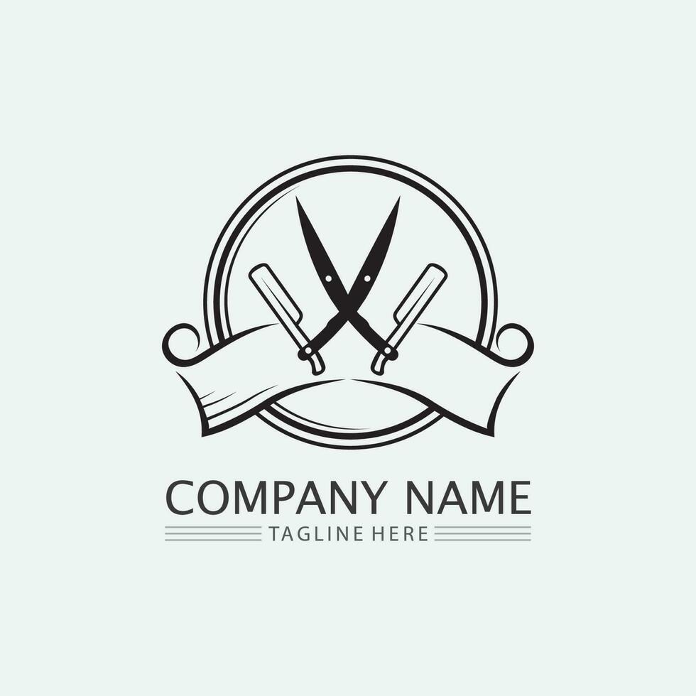 Vintage barbershop logo and design emblems labels, badges, logos background illustration vector