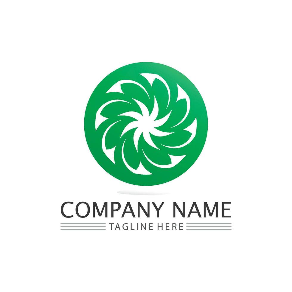 LEAF AND NATURE TREE LOGO FOR BUSINESS VECTOR GREEN PLANT ECOLOGY DESIGN