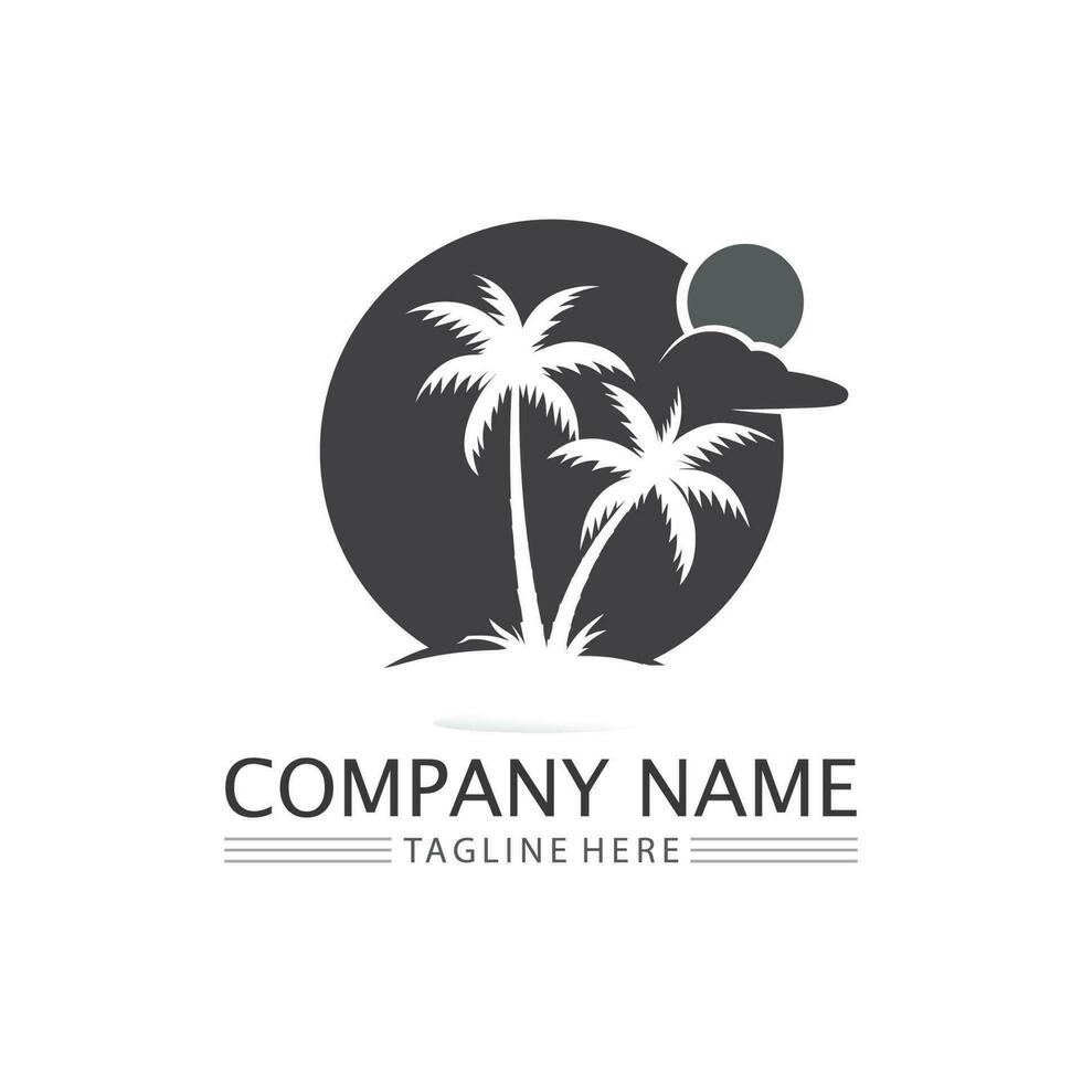 Palm tree summer logo template vector