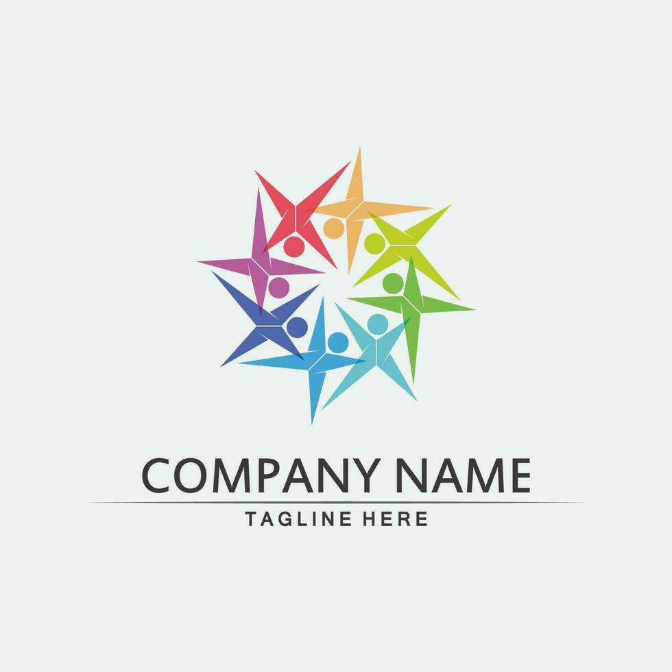 Community logo people work team and business vector logo and design group family