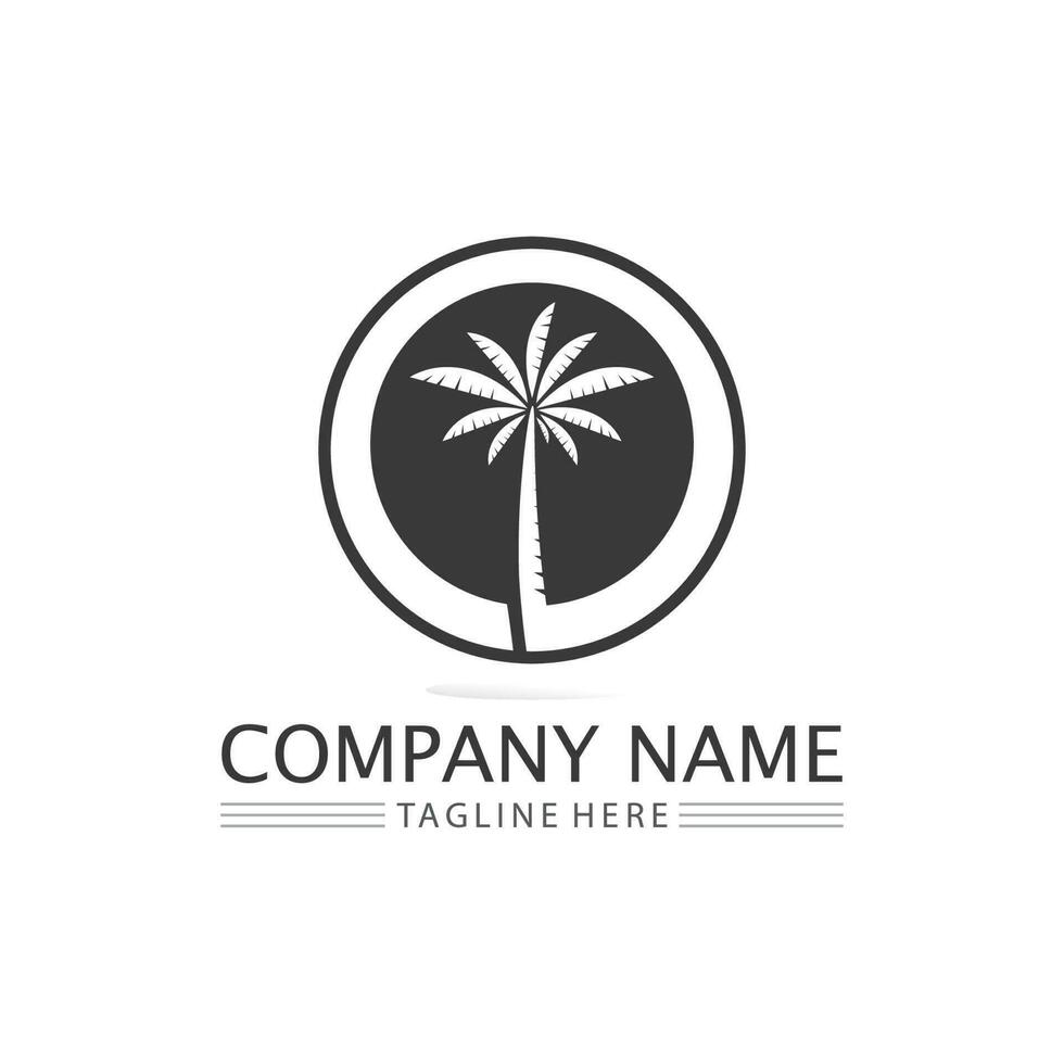 Palm tree summer logo template vector