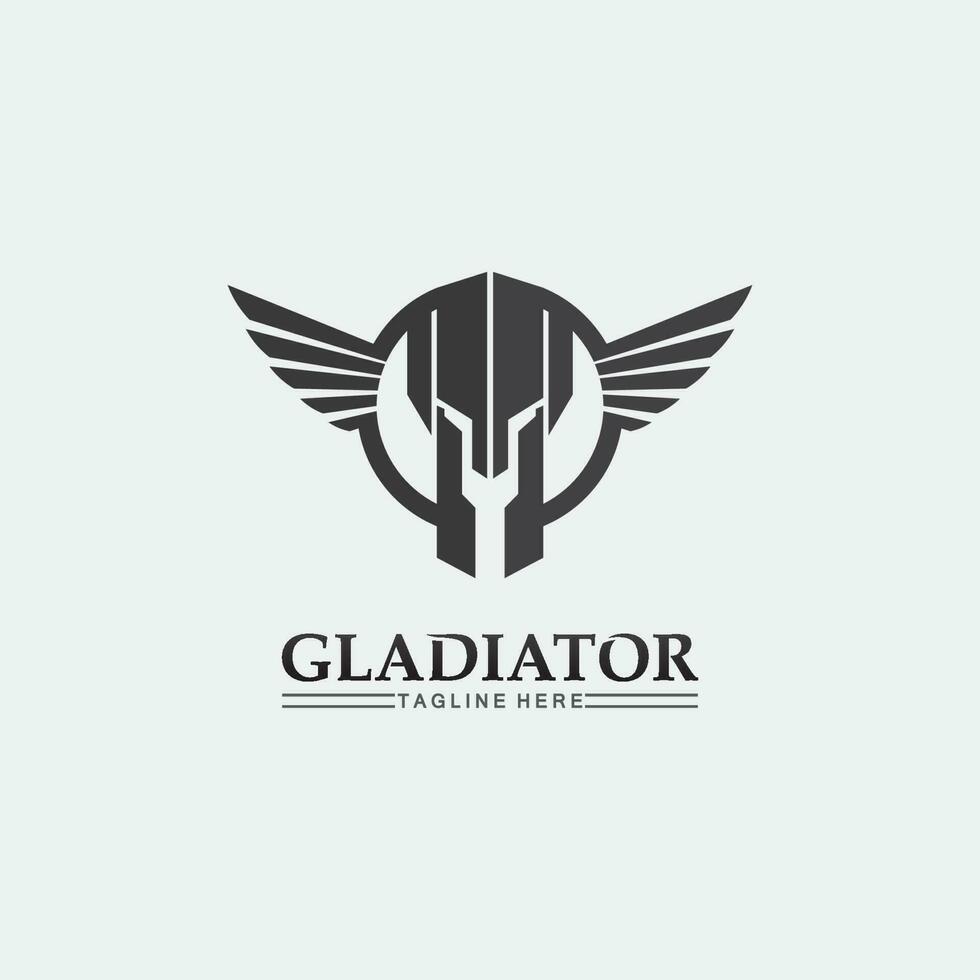 Spartan helmet, gladiator logo template vector icon design, head icon of warriors, soldier