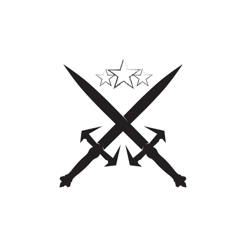 Cross swords, saber and blade logo icon flat Simple vector symbol and bonus icon