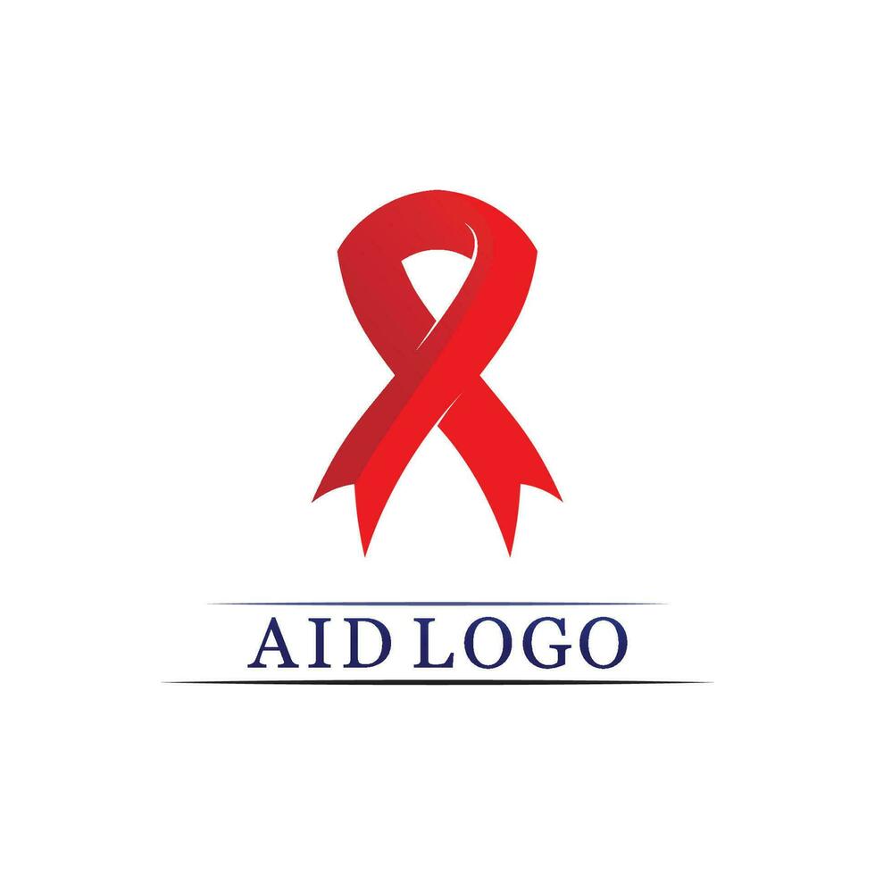 aids ribbon logo and world aids day vector design