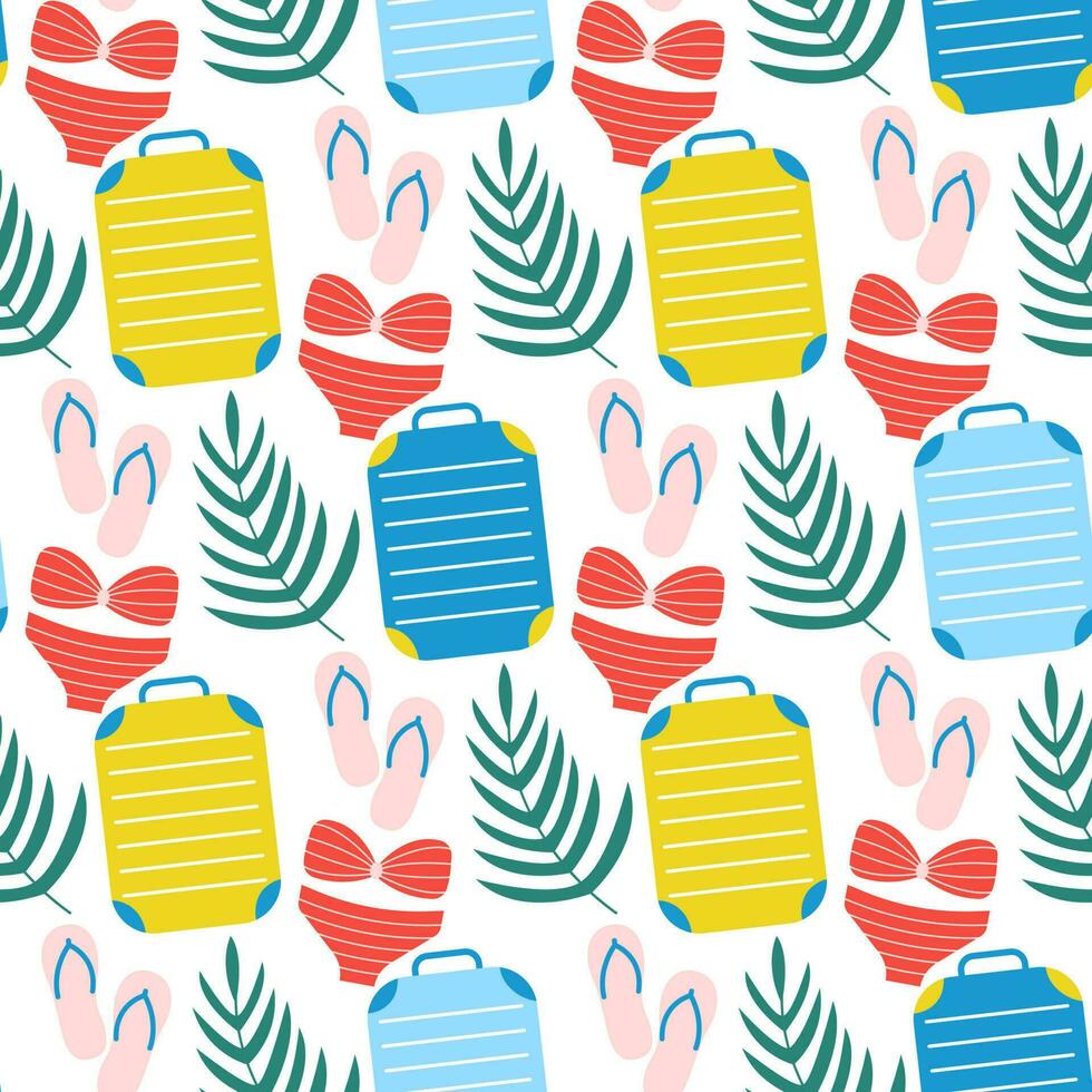 Hand drawn seamless pattern beach vacation vector