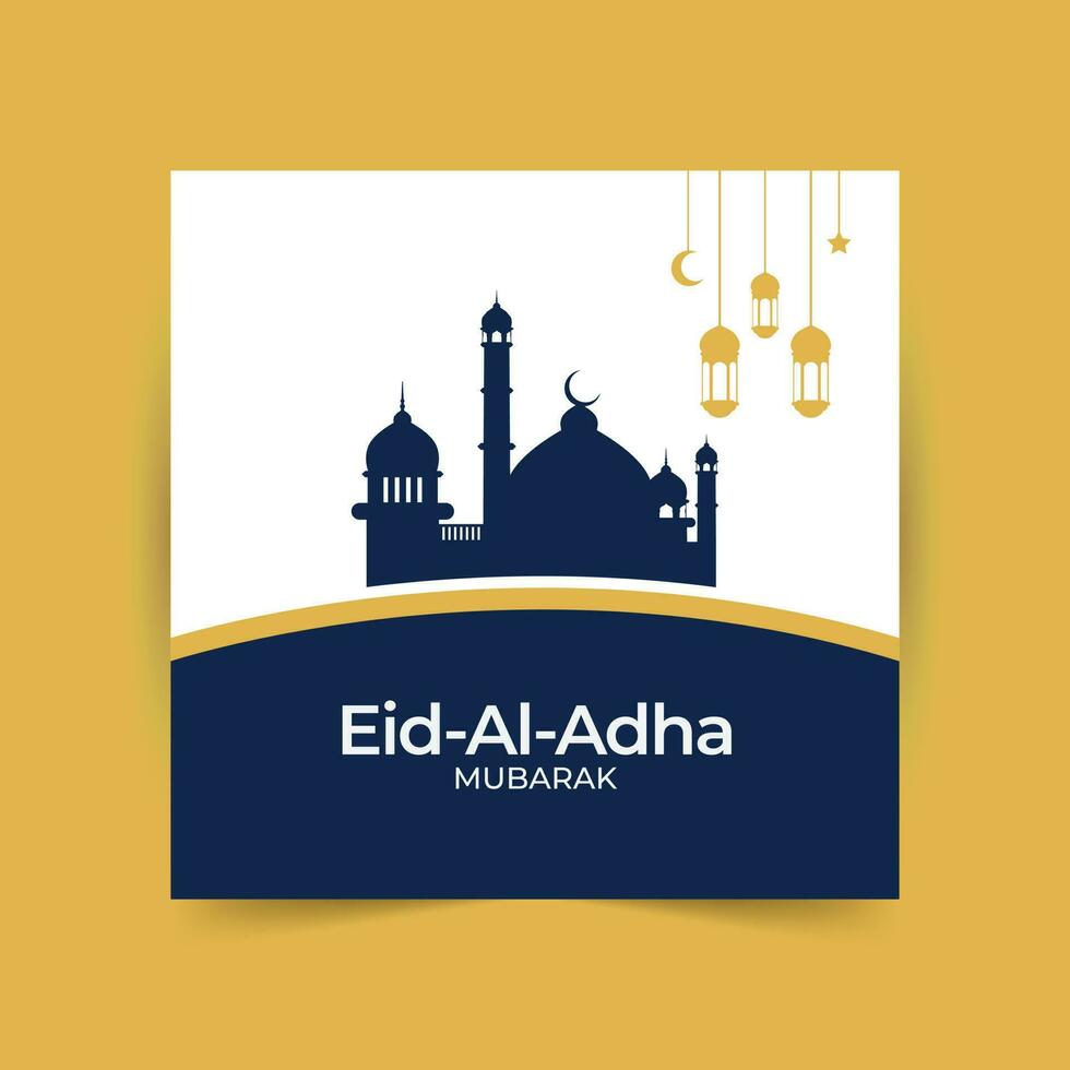 eid Alabama adha Mubarak social medios de comunicación bandera. vector ilustración islámico antecedentes con hermosa mezquita.