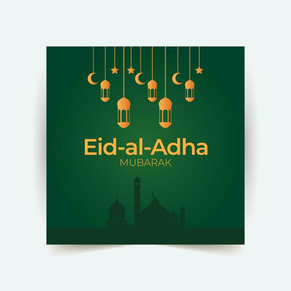 Eid Al Adha Mubarak social media banner, Greeting card. vector