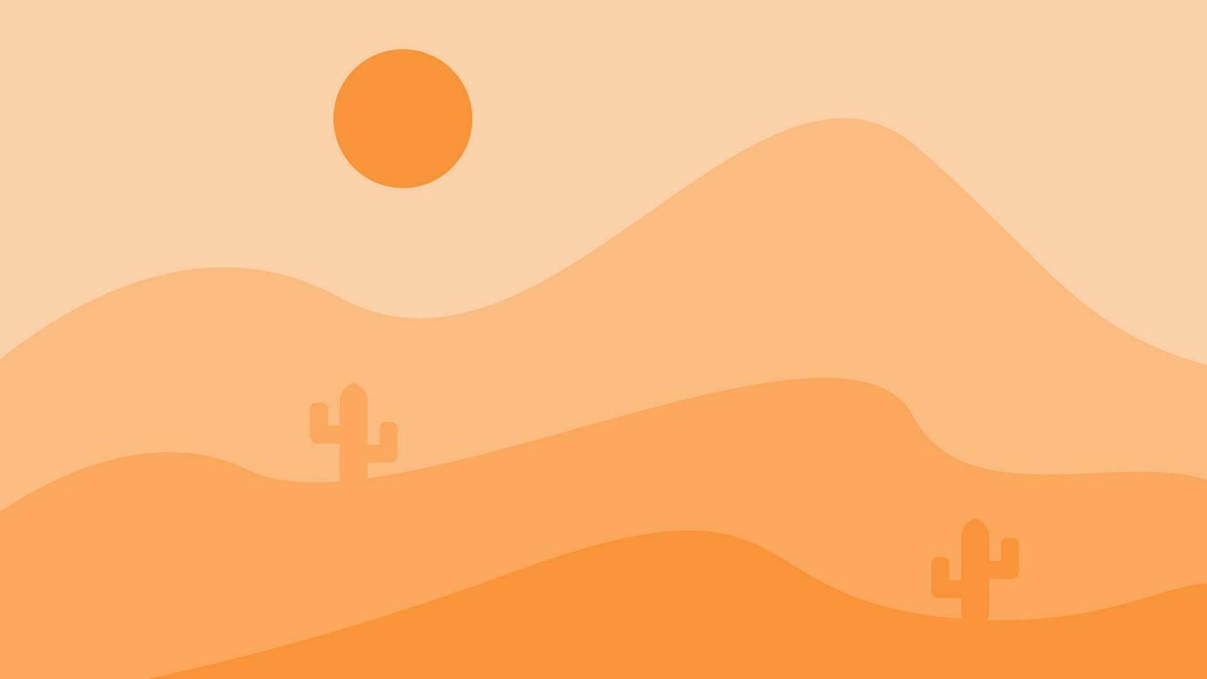 Desert mountains and cactus trees in flat design. Suitable for home wall decoration vector