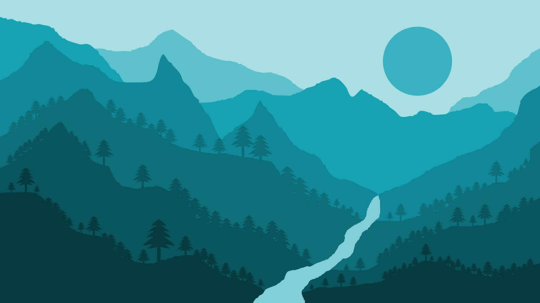 Abstract wall art. Beautiful landscape mountain view with river and trees. Suitable for poster and home wall decoration vector