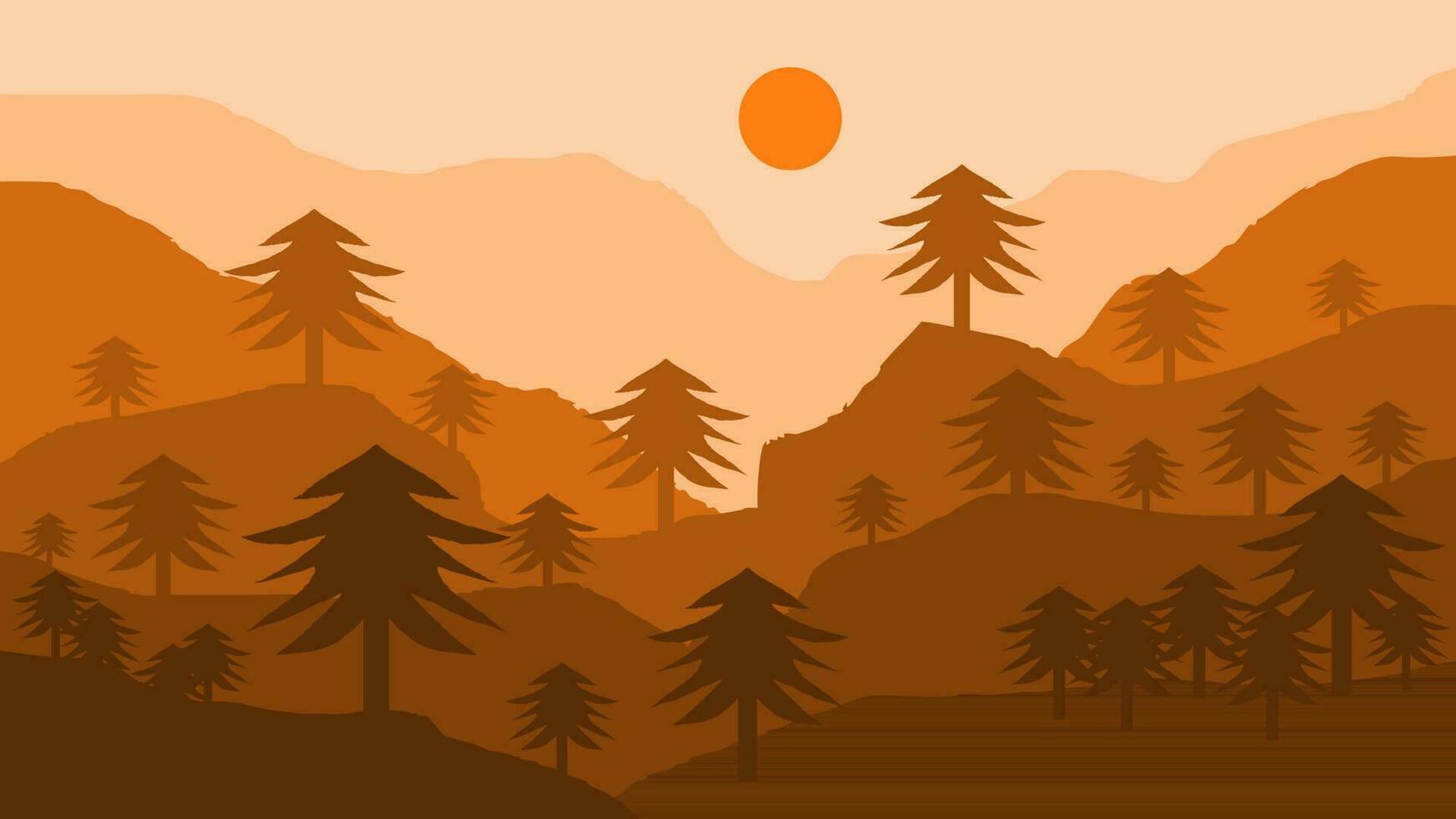 resumen paisaje de acantilados, Dom y arboles en plano diseño. adecuado para póster, bandera, volantes y hogar pared decoración vector