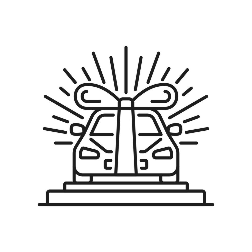 Lottery winner car prize isolated outline icon vector