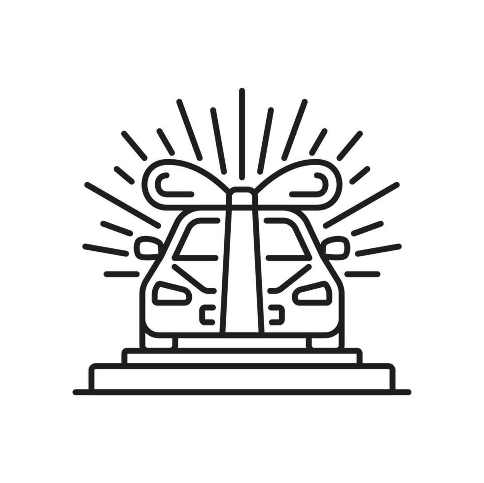 Lottery winner car prize isolated outline icon vector