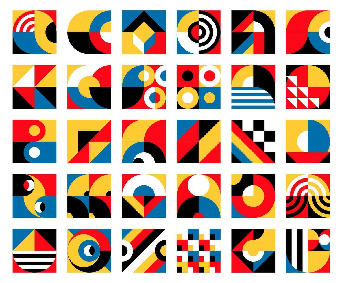 Bauhaus elements with abstract geometric patterns vector