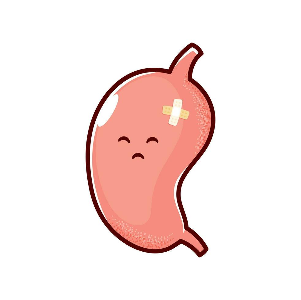 dibujos animados enfermo estómago Organo personaje, abdomen dolor vector