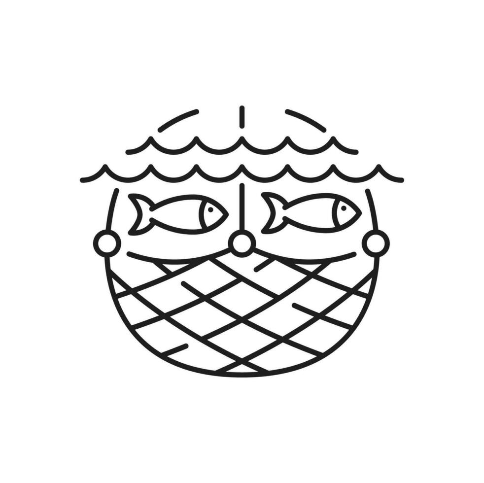 Fish trap net container isolated outline icon vector
