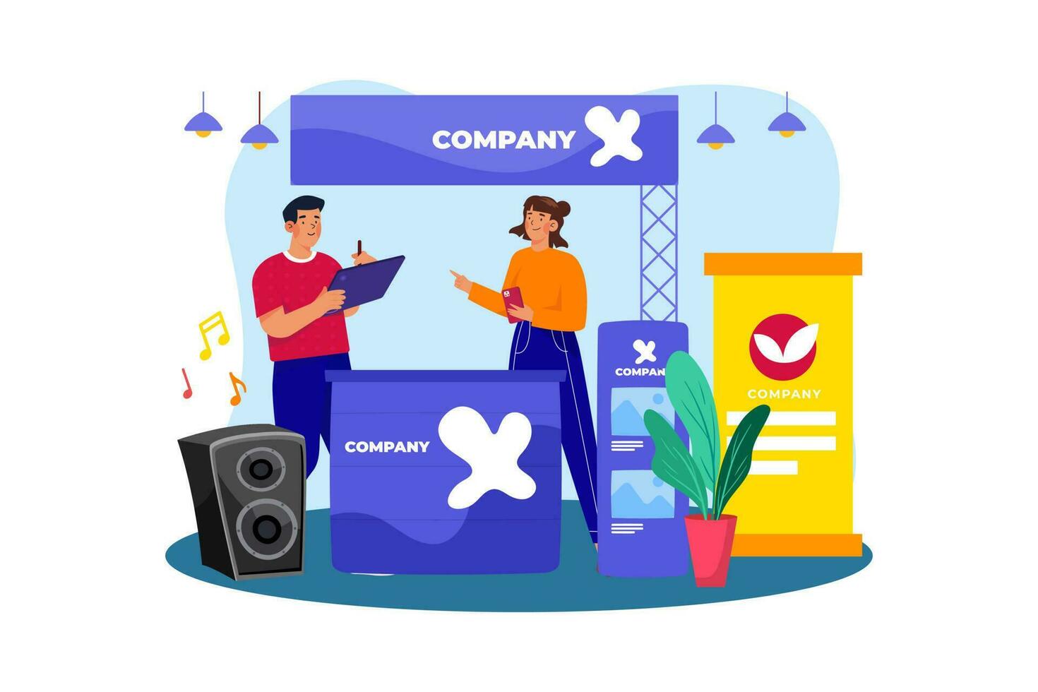Event planners organize and execute advertising events and promotions. vector