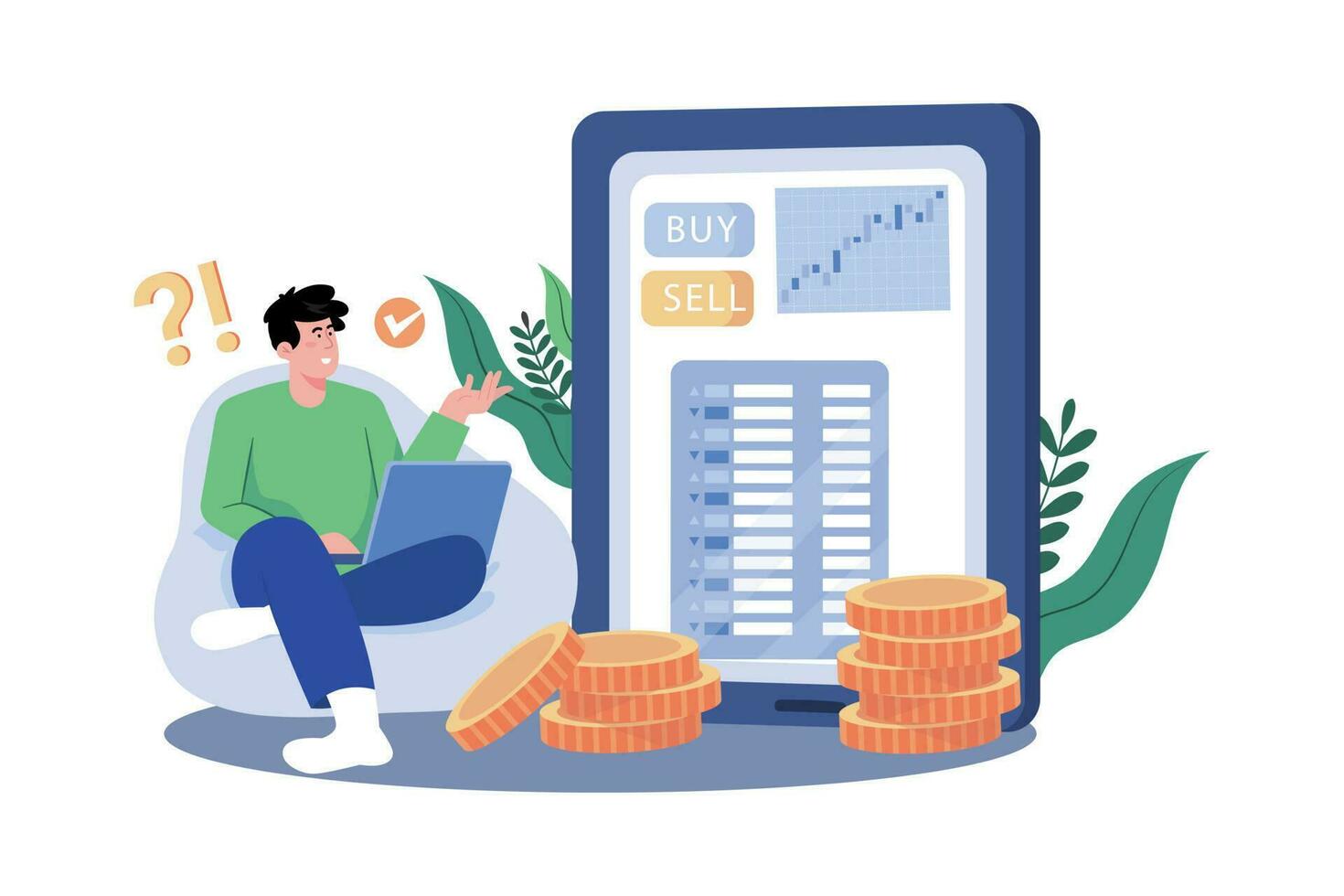 Traders buy and sell securities for profit. vector