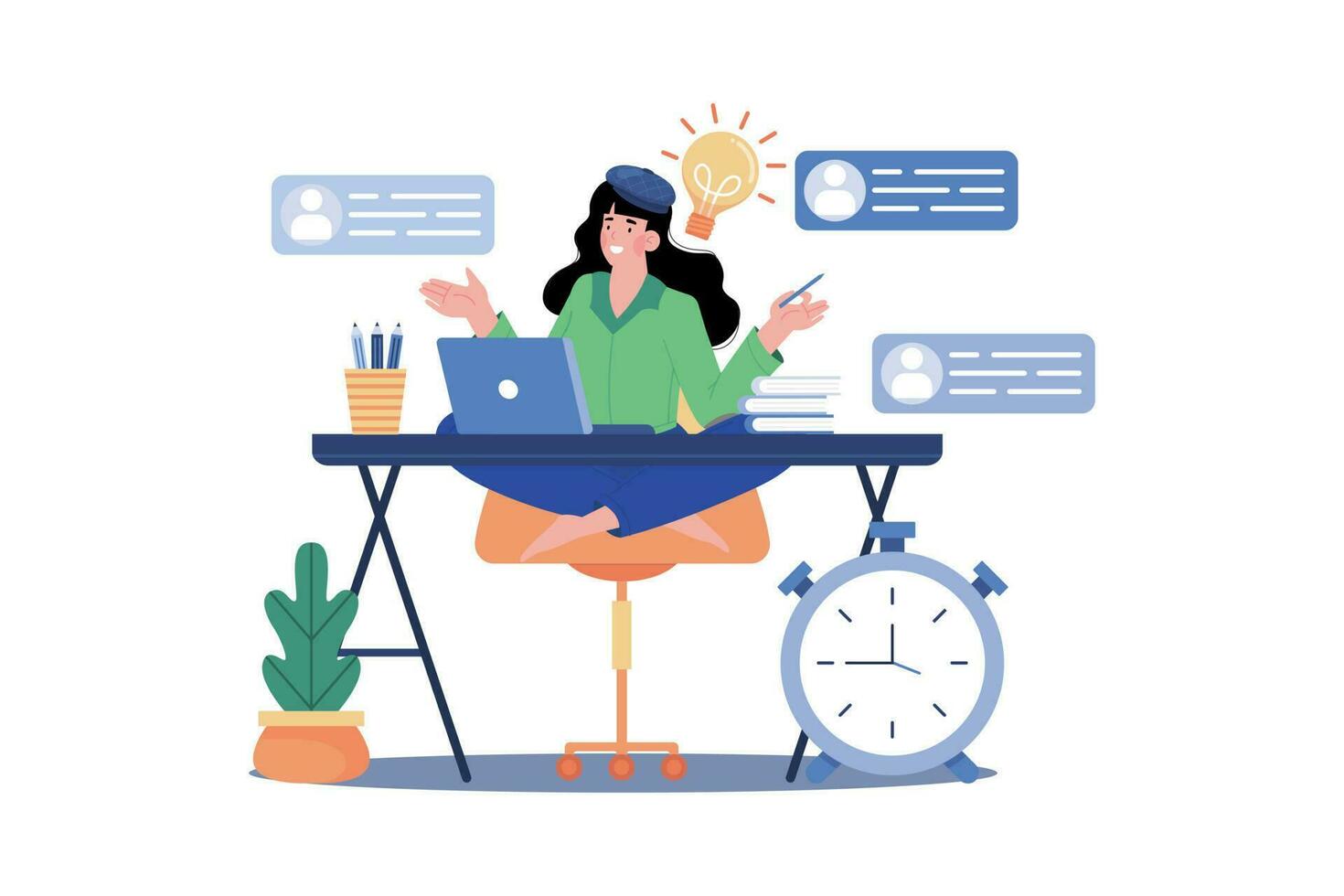 Freelancer working on multiple client projects. vector