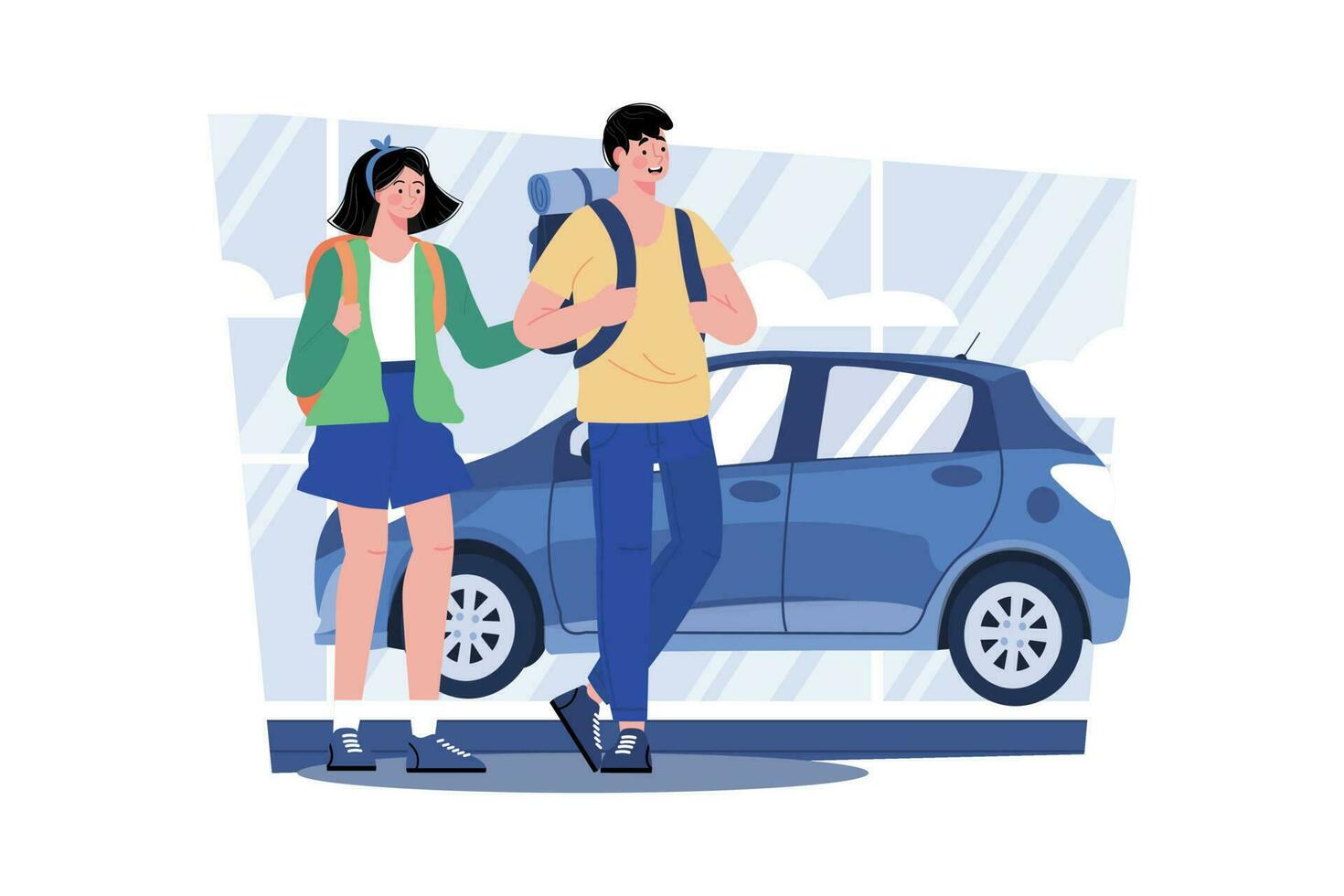 Car rental agent providing vehicles for exploration. vector