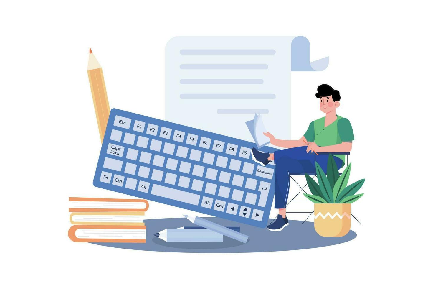 Copywriter creating copy that's optimized for SEO. vector