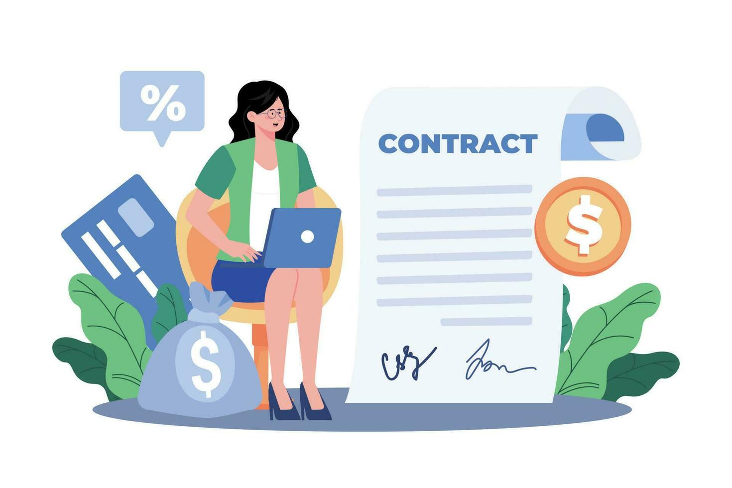 Loan officers evaluate and approve or deny loan applications. vector