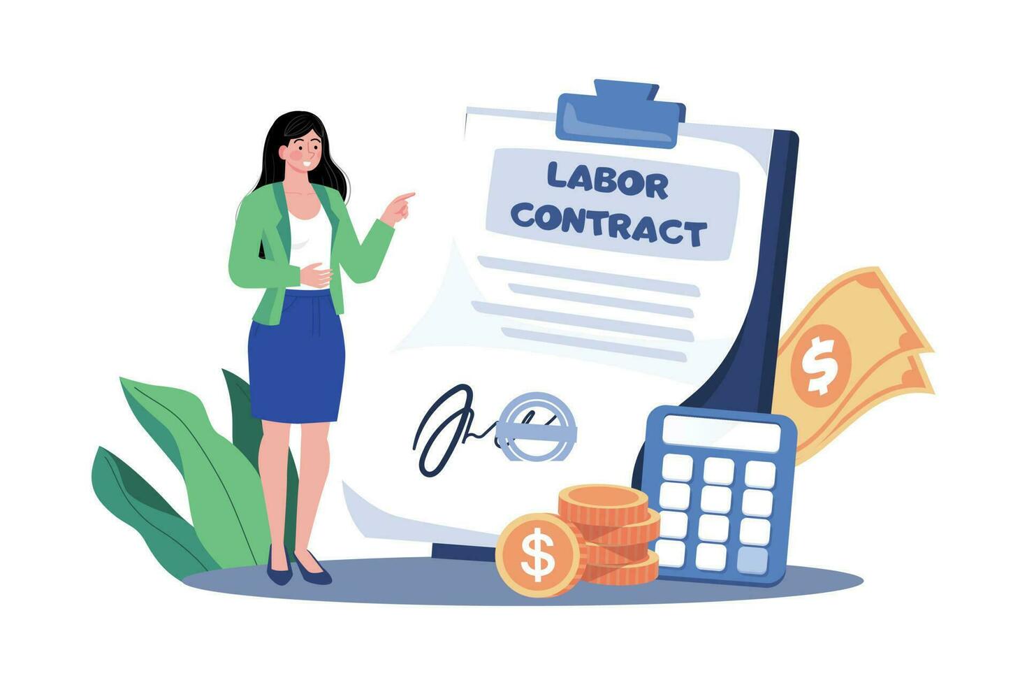 Recruiters make proposals regarding salary and other benefits. vector